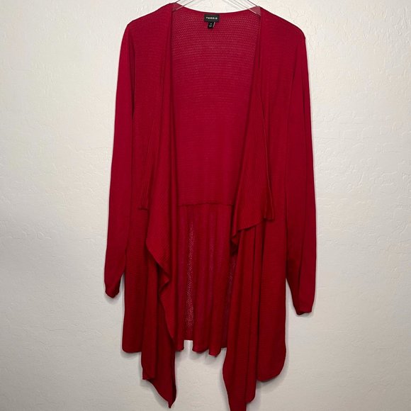 torrid Sweaters - TORRID Deep Red Open Front Drapped Waffle Knit Cardigan 4 4X 26